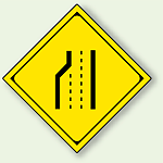 警告標識 車線数減少 アルミ 一辺 450 (894-45)