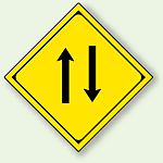 警告標識 二方交通 アルミ 一辺 450 (894-47)