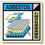 建築業協会統一標識 石綿含有産業廃棄物 300角 ステッカー (KK-323A)