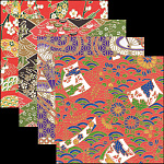 友禅千代紙 (100枚入)(各25枚x4柄) 4寸(W66522)