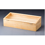 桧・ネタ箱傾斜型(長)/目皿・蓋・ステンレスバット付 (W35626)