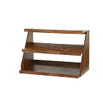 HP卓上ディスプレイ棚什器 (チーク仕上) 大3段(W55937)