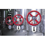 ■使用例(取付具は別売)/バルブ開閉表示板 小判型