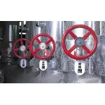 ■使用例(取付具は別売)/バルブ開閉表示板 小判型