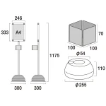 ■寸法図:屋外用消毒液スタンド A4パネル付
