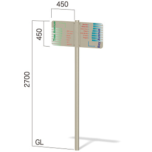 1本脚方向サイン インフォメックス GY-8T (2面パネル水平) ブラウン