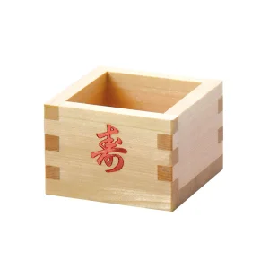 檜・一合枡 赤箔押 寿(無塗装)  (W12264)