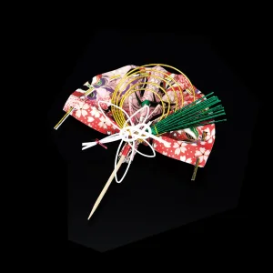 水引友禅扇(楊枝付) 鶴  (W25752)