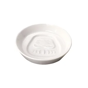 白磁・絵柄入醤油皿 だるま  (W26299)