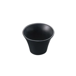 陶器・反り丸型珍味入 黒マット  (W26723)