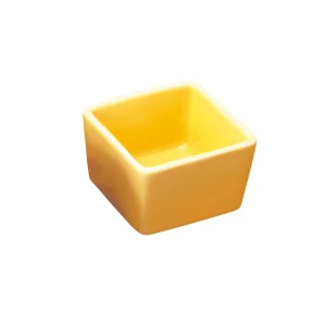 角型ミニ珍味入 黄釉  (W26791)
