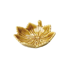 陶器・カエデ珍味入(黄瀬戸)  (W27876)
