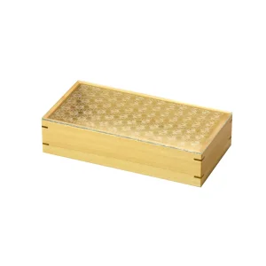 ひのき細密長角料理箱(ガラス蓋仕様)麻の葉  (W28050)