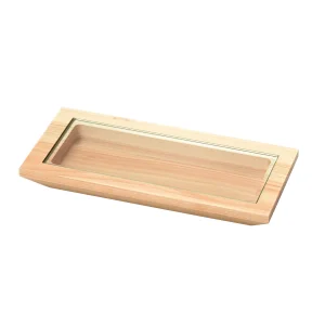 桧・硝子窓付料理皿(長角)  (W30288)