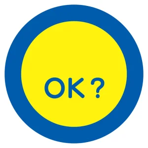 服装チェックミラー用ステッカー Φ105mm (2枚1シート) OK?のみ (308-33)