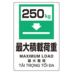 プラスチック削減標識 最大積載荷重250kg (364-11)