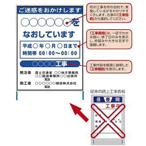 道路工事用看板 国道路上工事看板 (ドライバー用) (383-49)