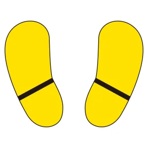 路面貼用 足跡マーク アルミステッカー 天地190×0.3mm厚 黄 (819-96)