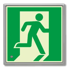 高輝度蓄光標識 避難口 C200級 ルミット 右向き 壁面用(樹脂フレーム付) (836-06)