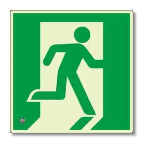 高輝度蓄光標識 避難口 C200級 ルミット 右向き 壁面用（表示板のみ） (836-061)