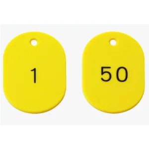 番号札60×40  50枚組 1~50 黄 (877-618)
