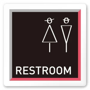 デザイナールームプレート　アパレル向け　タイル トイレ1 白マットアクリル W150×H150 (AC-1515-AA-HS1-0101)