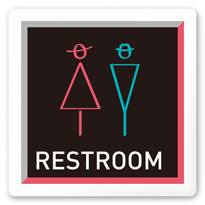 デザイナールームプレート　アパレル向け　タイル トイレ2 白マットアクリル W150×H150 (AC-1515-AA-HS1-0102)