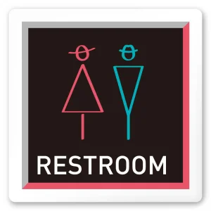 デザイナールームプレート　アパレル向け　タイル トイレ2 白マットアクリル W150×H150 (AC-1515-AA-HS1-0102)