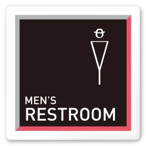 デザイナールームプレート　アパレル向け　タイル 男子トイレ 白マットアクリル W150×H150 (AC-1515-AA-HS1-0103)