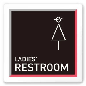 デザイナールームプレート　アパレル向け　タイル 女子トイレ 白マットアクリル W150×H150 (AC-1515-AA-HS1-0104)