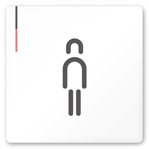  デザイナールームプレート 会社向け グレー×ピンク 男子トイレ２ 白マットアクリル W150×H150 (AC-1515-OA-NT1-0104)