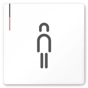  デザイナールームプレート 会社向け グレー×ピンク 男子トイレ２ 白マットアクリル W150×H150 (AC-1515-OA-NT1-0104)