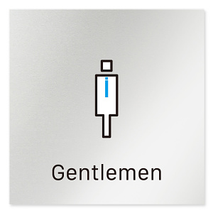 デザイナールームプレート 会社向け ビビット 男子トイレ2 アルミ板 W150×H150 (AL-1515-OB-IM3-0104)