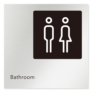 デザイナールームプレート 会社向け モノクロ2 トイレ2 アルミ板 W150×H150 (AL-1515-OB-NH2-0102)