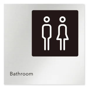 デザイナールームプレート 会社向け モノクロ2 トイレ2 アルミ板 W150×H150 (AL-1515-OB-NH2-0102)