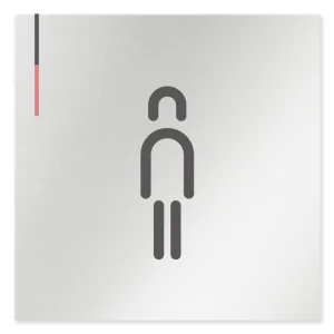  デザイナールームプレート 会社向け グレー×ピンク 男子トイレ２ アルミ板 W150×H150 (AL-1515-OB-NT1-0104)