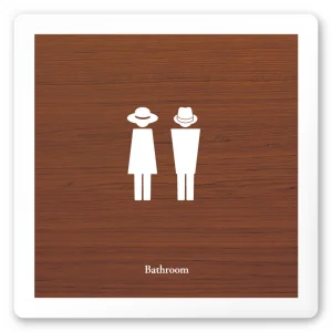 デザイナールームプレート　飲食店向け　木目 トイレ2 白マットアクリル W150×H150 (AC-1515-RA-IM1-0102)