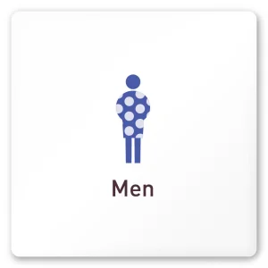 デザイナールームプレート　飲食店向け　シンプル 男子トイレ１ 白マットアクリル W150×H150 (AC-1515-RA-IM2-0103)