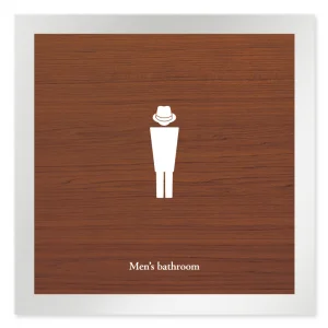 デザイナールームプレート　飲食店向け　木目 男子トイレ２ アルミ板 W150×H150 (AL-1515-RB-IM1-0104)