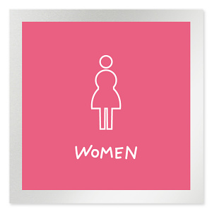 デザイナールームプレート　飲食店向け　シンプル 女子トイレ2 アルミ板 W150×H150 (AL-1515-RB-IM2-0106)