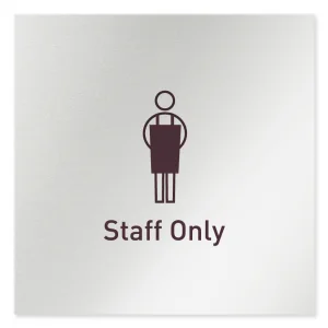 デザイナールームプレート　飲食店向け　シンプル Staff only アルミ板 W150×H150 (AL-1515-RB-IM2-0110)