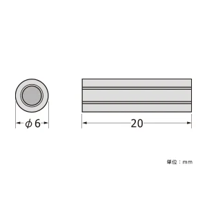 パネルフィクス バー φ6 φ6-20 両ナット (SCPAB057)