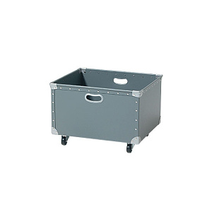 キャスター付ファイバーボックス フチ強化タイプ (W520) ブラック (50639BLK)