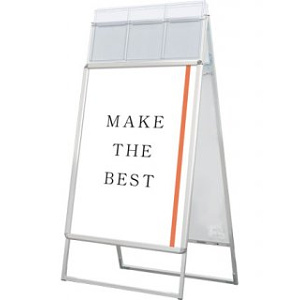 ポスターグリップスタンド看板カタログケース付　両面 B1 シルバー 屋外用 (PGSKK-B1RS-G)