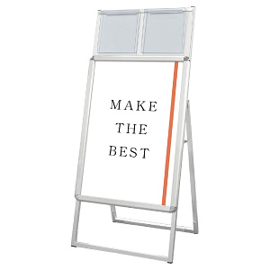 ポスターグリップスタンド看板カタログケース付　片面 B2 シルバー 屋内用 (PGSKK-B2KS)