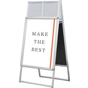 ポスターグリップスタンド看板カタログケース付　両面 B2 シルバー 屋内用 (PGSKK-B2RS)