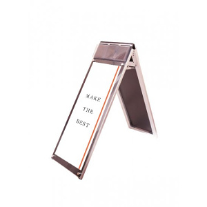 ポスター用スタンド看板パンフレットケース付 屋内用 A3縦縦ロウ両面 ブラック ビスカラー：シルバー (PSSKP-A3TTLRB-S)