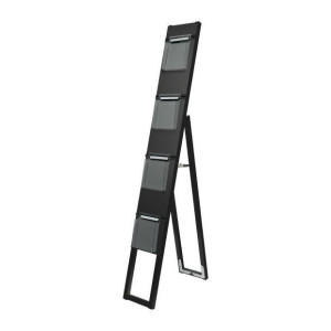 A4三つ折りパンフレットケース付 イージーリンクスタンド看板 4段片面 ブラック 屋内用 (BELSK-4PC)