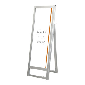 フラットオープンスタンド看板 A3縦縦(A1ハーフ)ロウ シルバー 片面 (FOSK-A3TTLK)