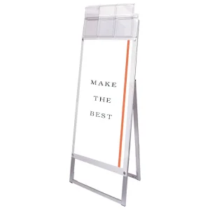 パンフレットケース付 ポスター用スタンド看板 マグネジ A1ハーフ ホワイト 片面 (PSSKMNP-A3TTKW-G)